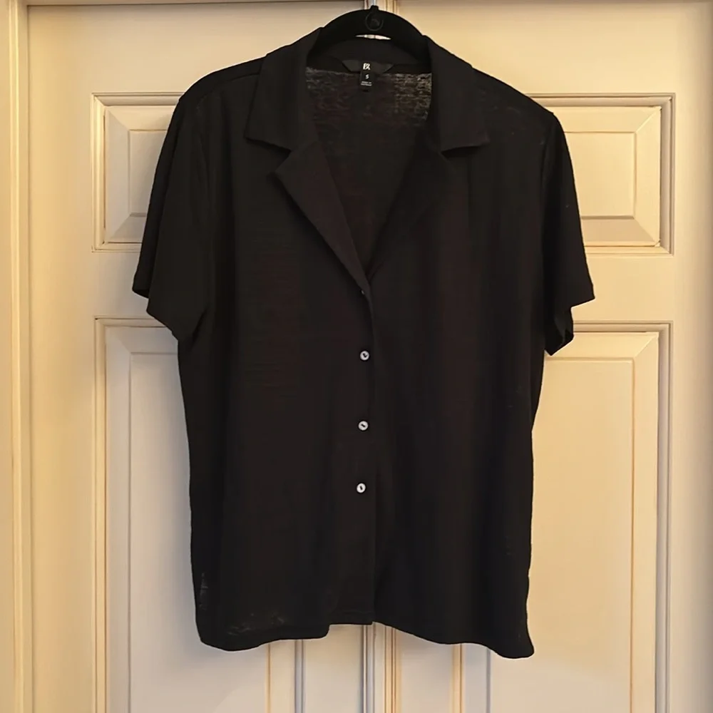 Banana Republic Black Linen Resort Shirt -Sz S - Picture 2 of 3